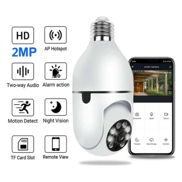Camara Tipo Bombilla Inteligente de Vigilancia 1080p Wifi IP Smart - Imagen 9