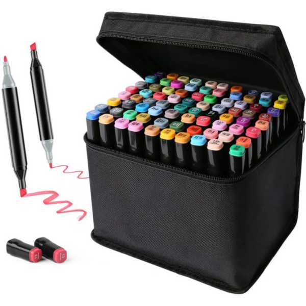 KIT DE MARCADORES DE 80 PZS DOBLE PUNTA