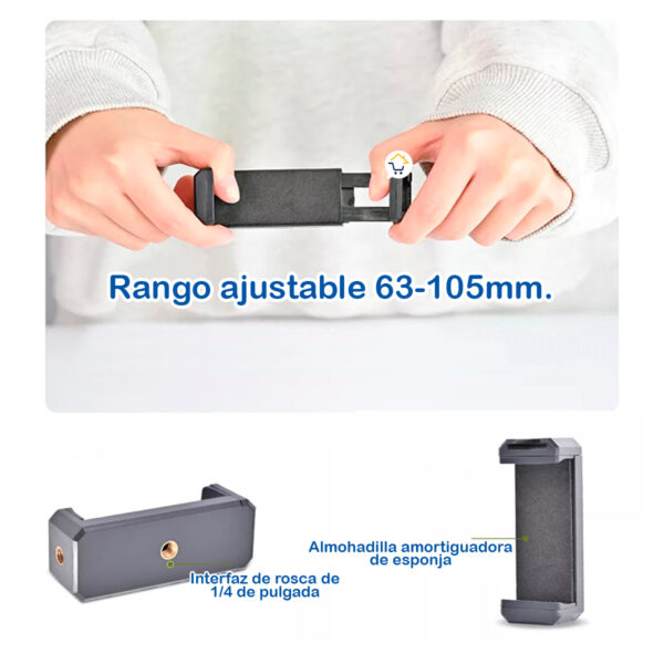 Kit Estabilizador Trípode Soporte Celular Luz Led Micrófono Vlog Video AY49 - Imagen 4