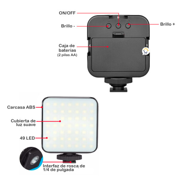 Kit Estabilizador Trípode Soporte Celular Luz Led Micrófono Vlog Video AY49 - Imagen 9