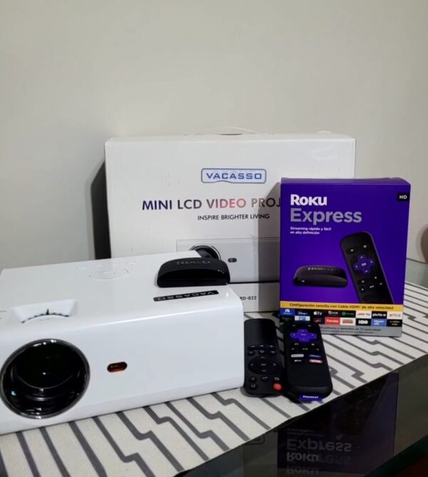 PROYECTOR VACASSO + ROKU COMBO COMPLETO DE VIDEO HD - Imagen 2